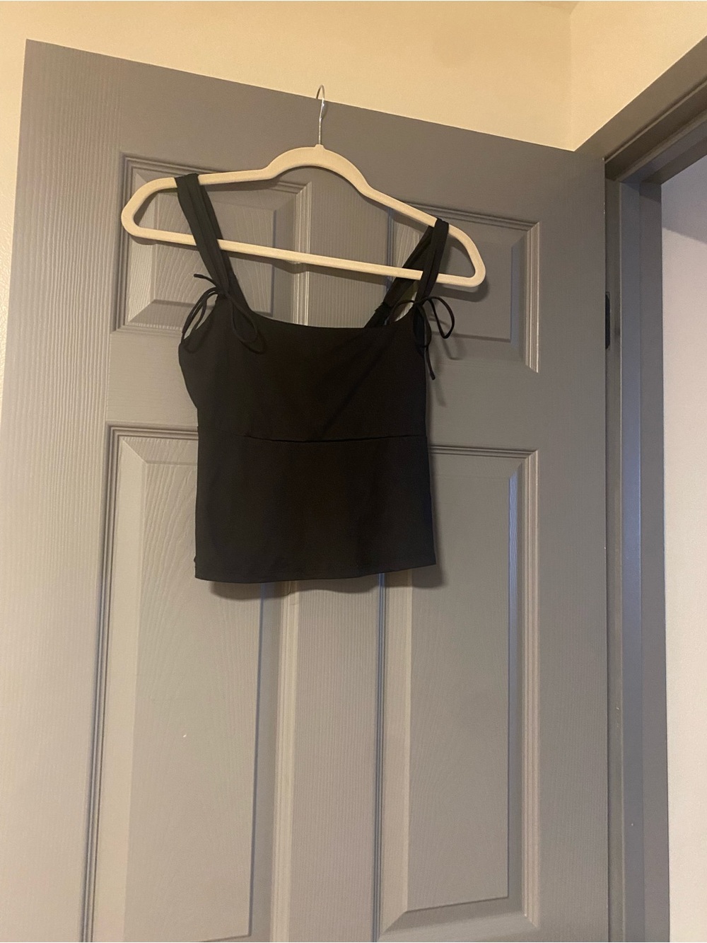 wild fable Black Square Neck Tie Strap Crop Top